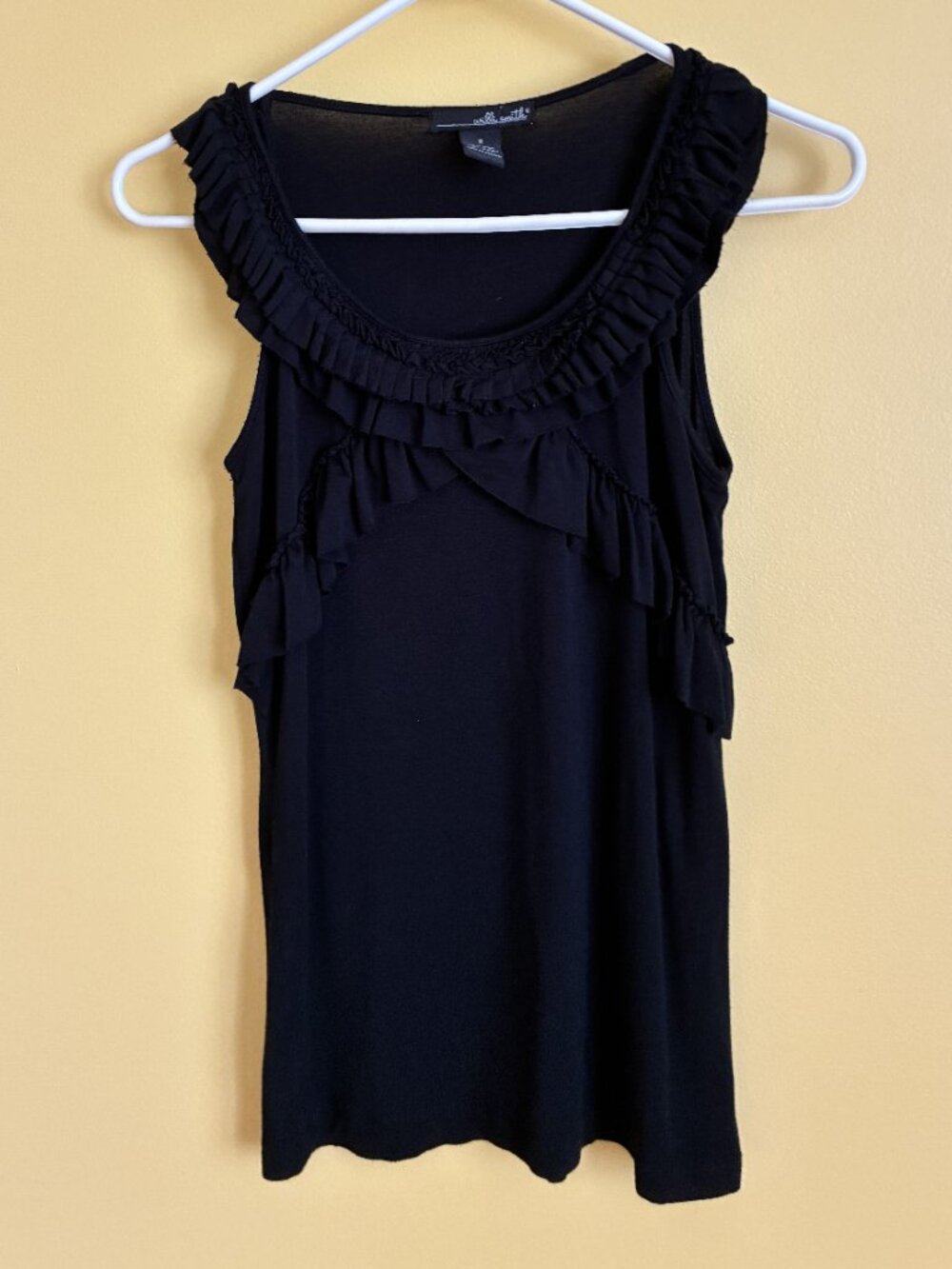 Willi Smith lack sleeveless ruffle bodice tank top
